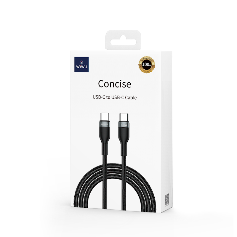 Cabo Concise Tipo-C x Tipo-C - 1.2 M - Preto - WiWU