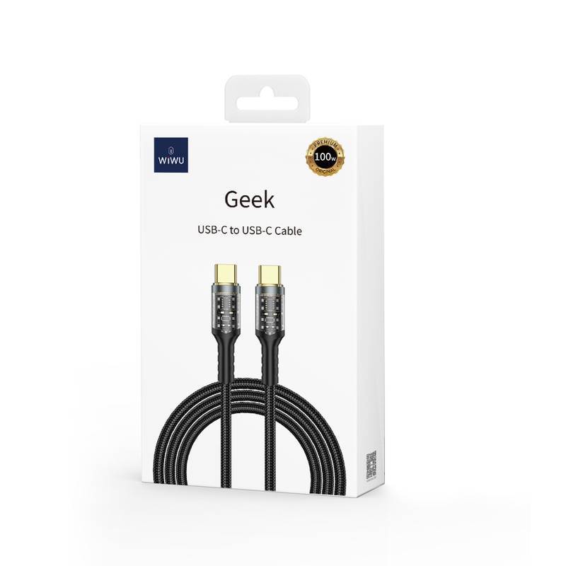 Cabo Geek Tipo-C x Tipo-C - 100W - Preto - WiWU